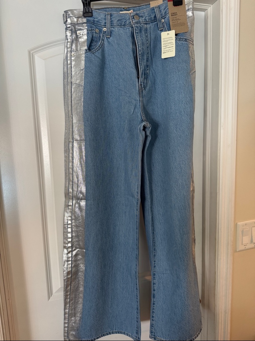 Levi's Women’s Cinch Baggy Jeans with Metallic Silver Side Strip